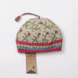 Lost Horizons Verbier Wool Beanie w/ Fleece Lining, Handcrafted Floral, winter.